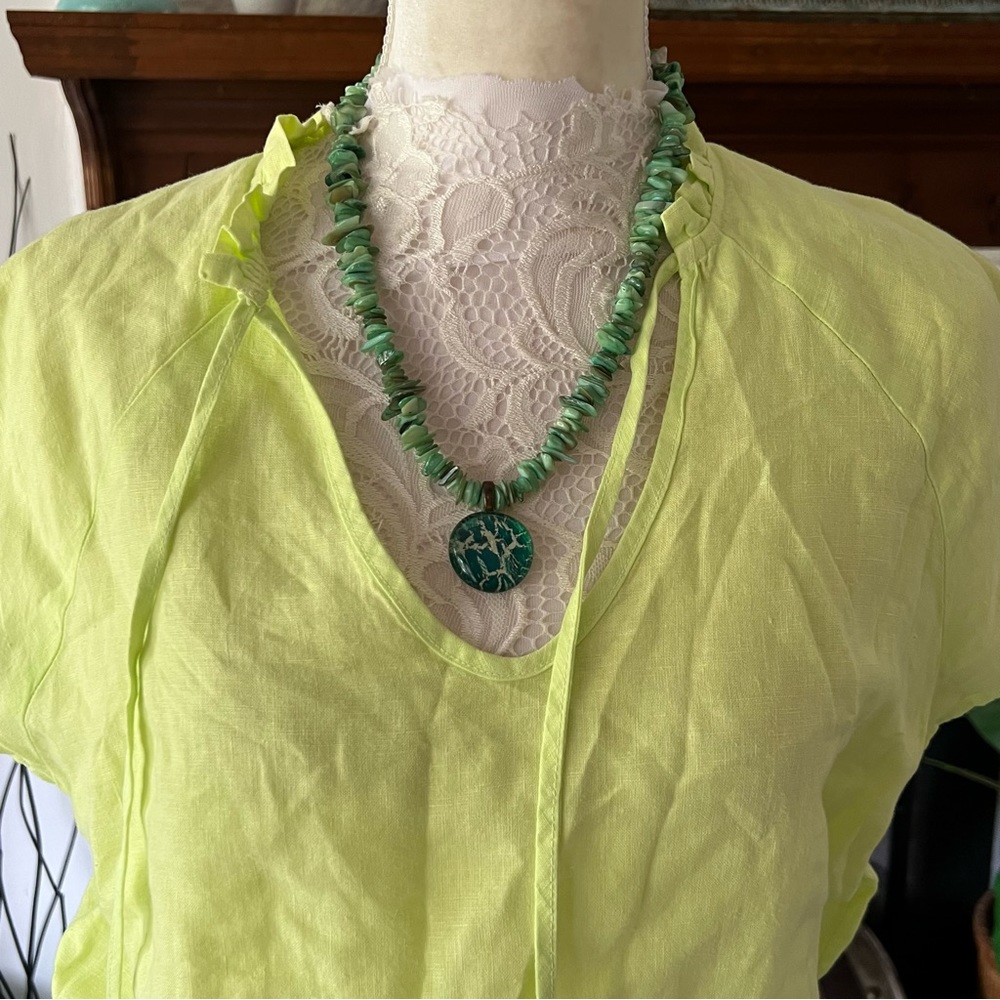 S’EDGE sundress lime green 100% French linen size xl NWT - Picture 3 of 11